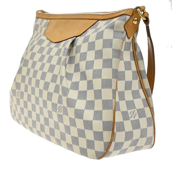 LOUIS VUITTON Siracusa MM Shoulder Bag Damier Azur Leather White - Picture 4 of 16
